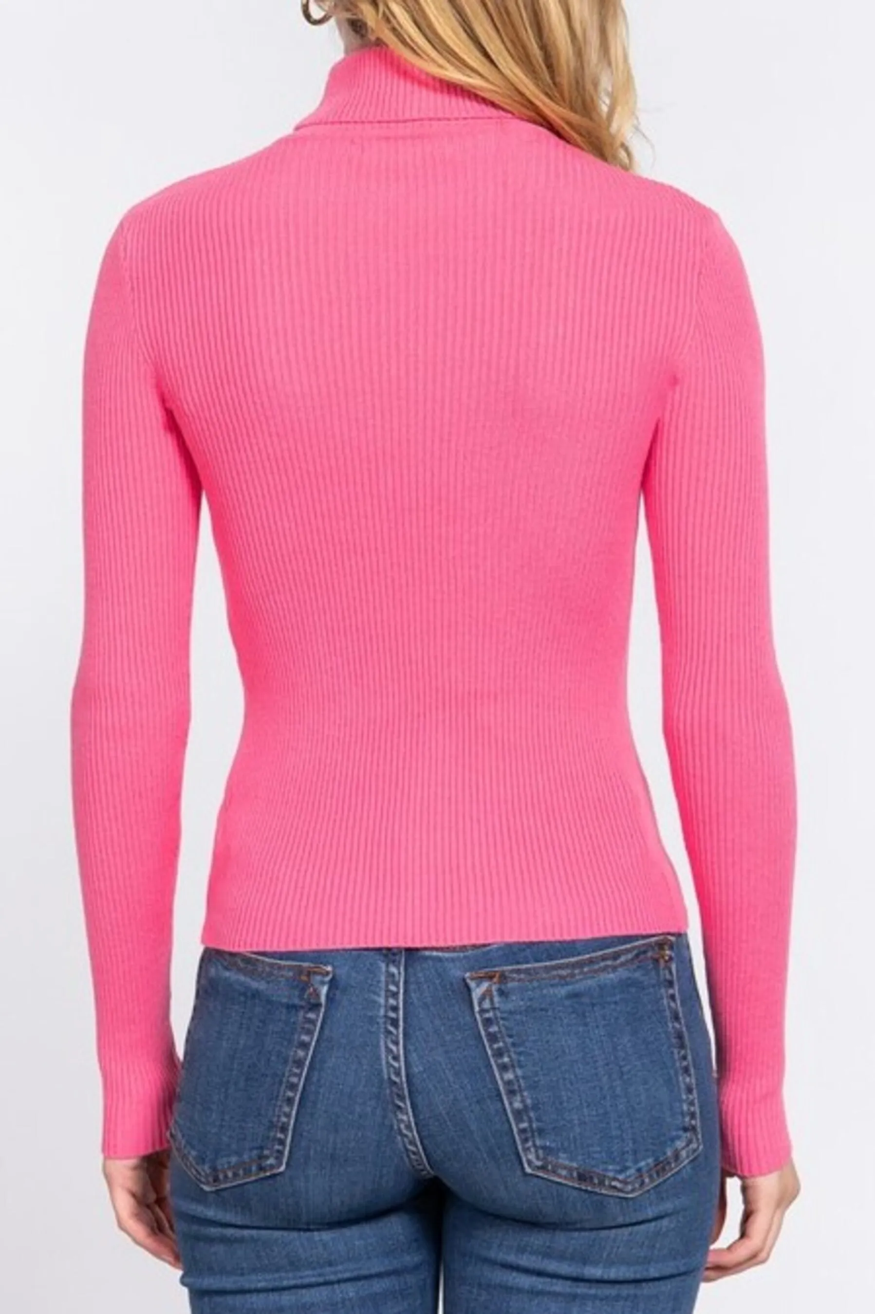 Women's Long Sleeve Turtleneck Ribbed Knit Pullover Sweater Top
