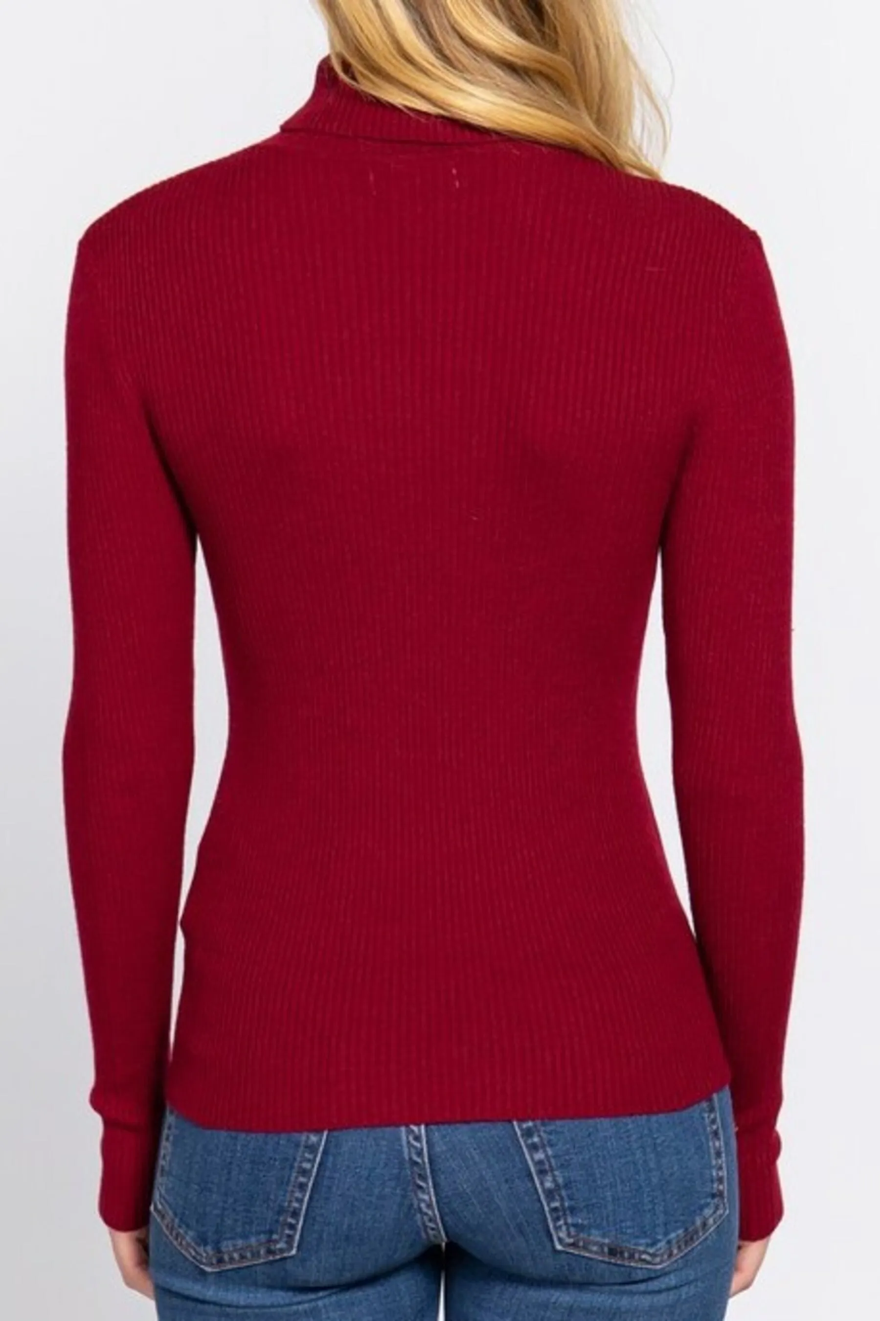 Women's Long Sleeve Turtleneck Ribbed Knit Pullover Sweater Top
