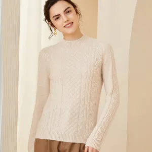 Women's Mock neck Cashmere Sweater Long Sleeve Warm Cashmere Sweater