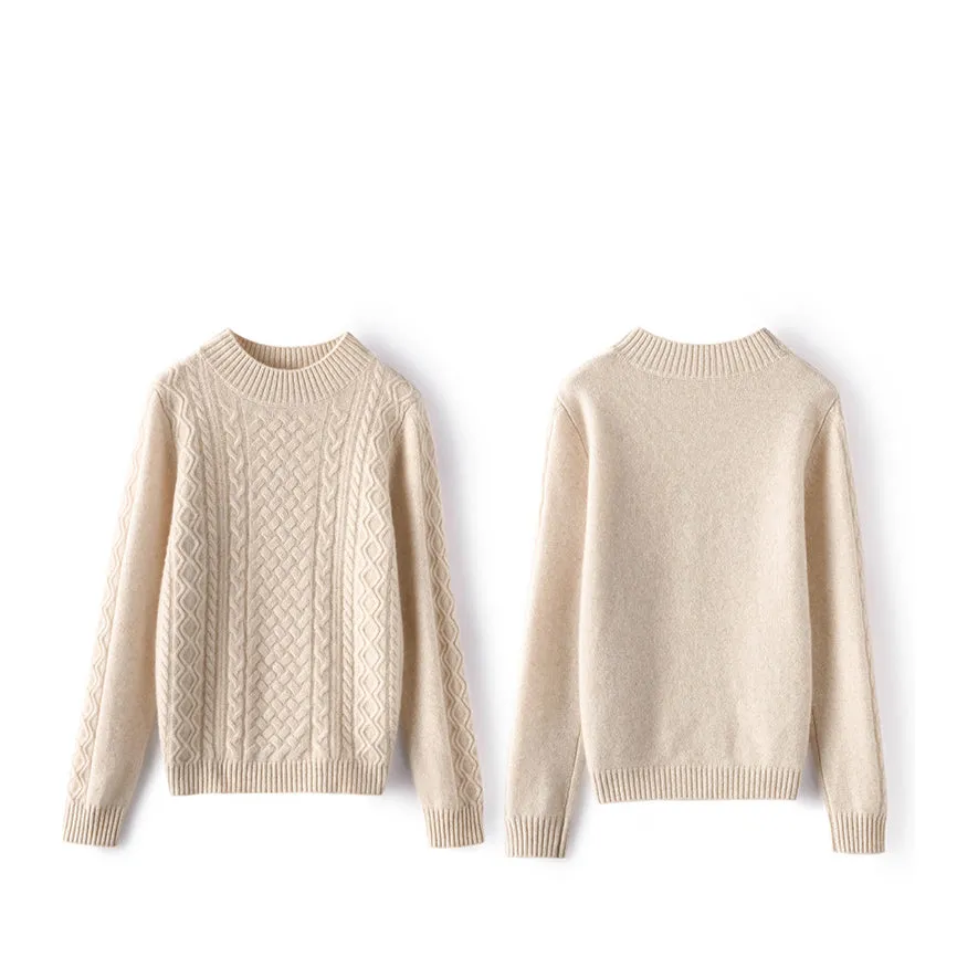 Women's Mock neck Cashmere Sweater Long Sleeve Warm Cashmere Sweater