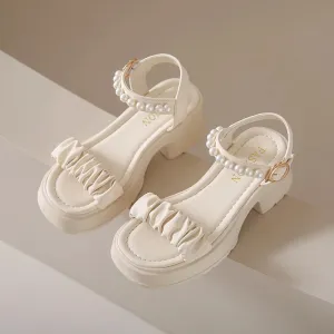 Women's Pearl Chain Buckle Platform Sandals - Summer Fashion Orthopaedic Shoes