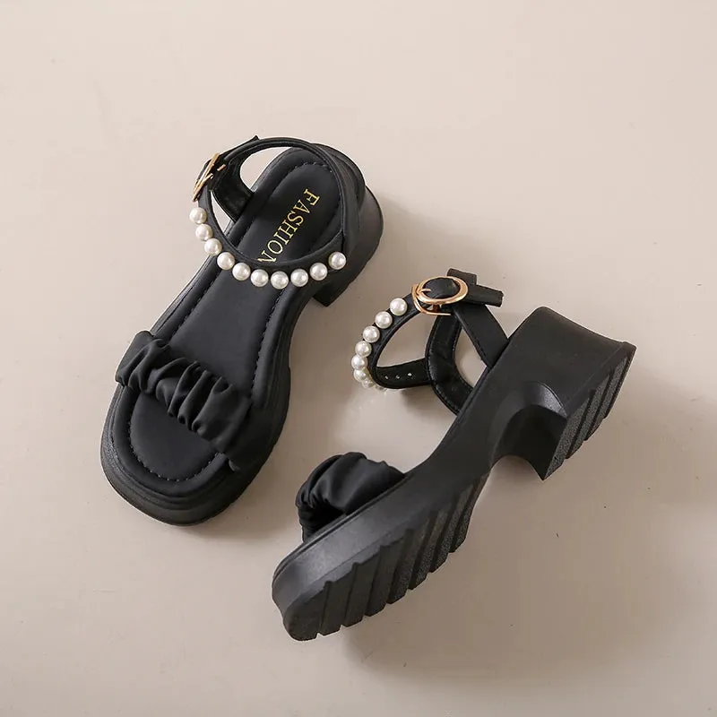 Women's Pearl Chain Buckle Platform Sandals - Summer Fashion Orthopaedic Shoes