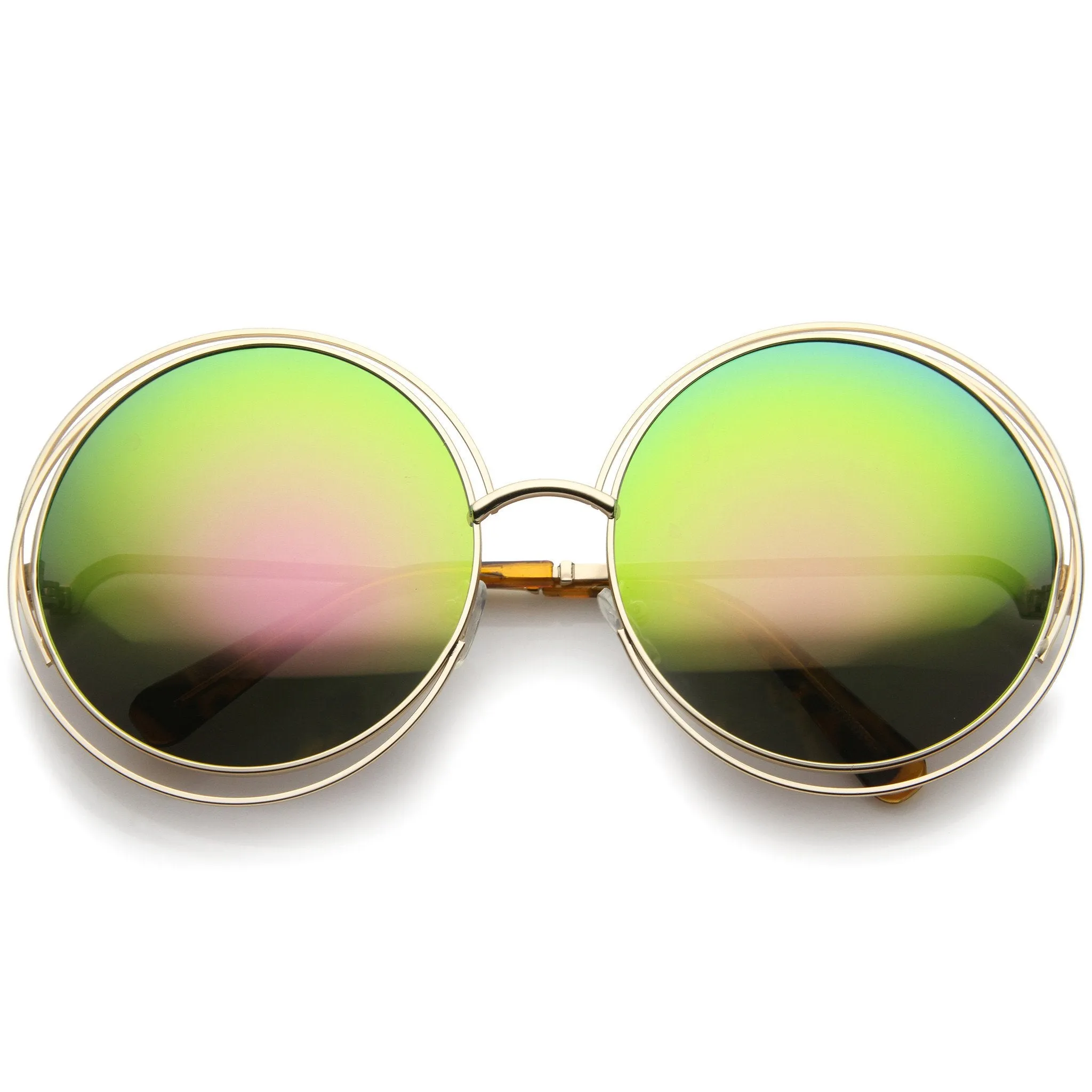 Women's Retro Oversize Color Burned Mirror Lens Sunglasses A172