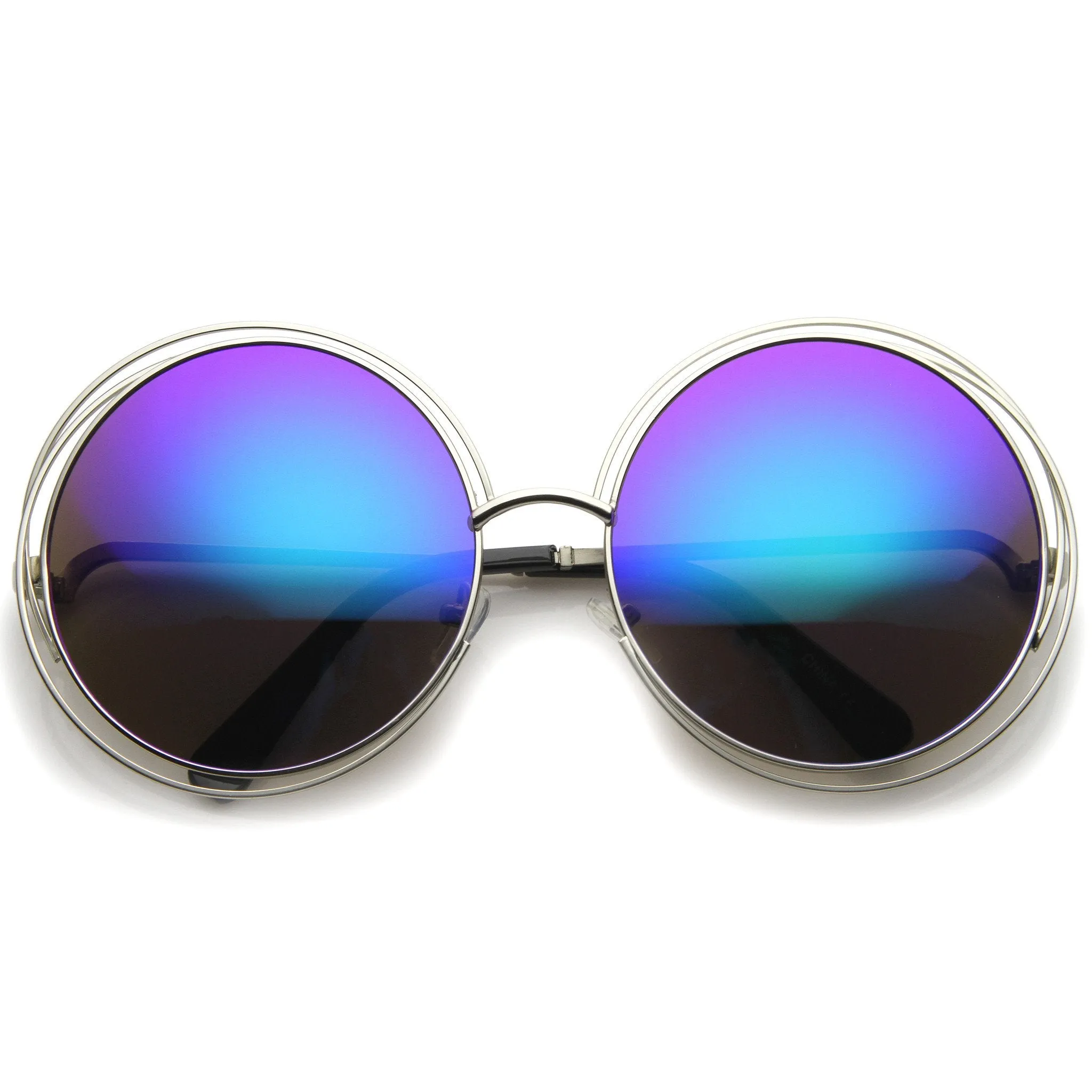 Women's Retro Oversize Color Burned Mirror Lens Sunglasses A172