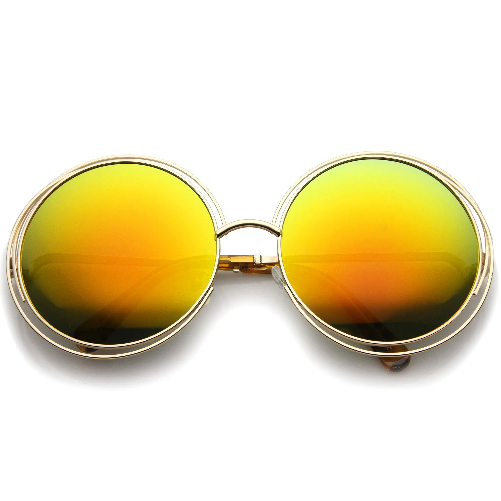 Women's Retro Oversize Color Burned Mirror Lens Sunglasses A172