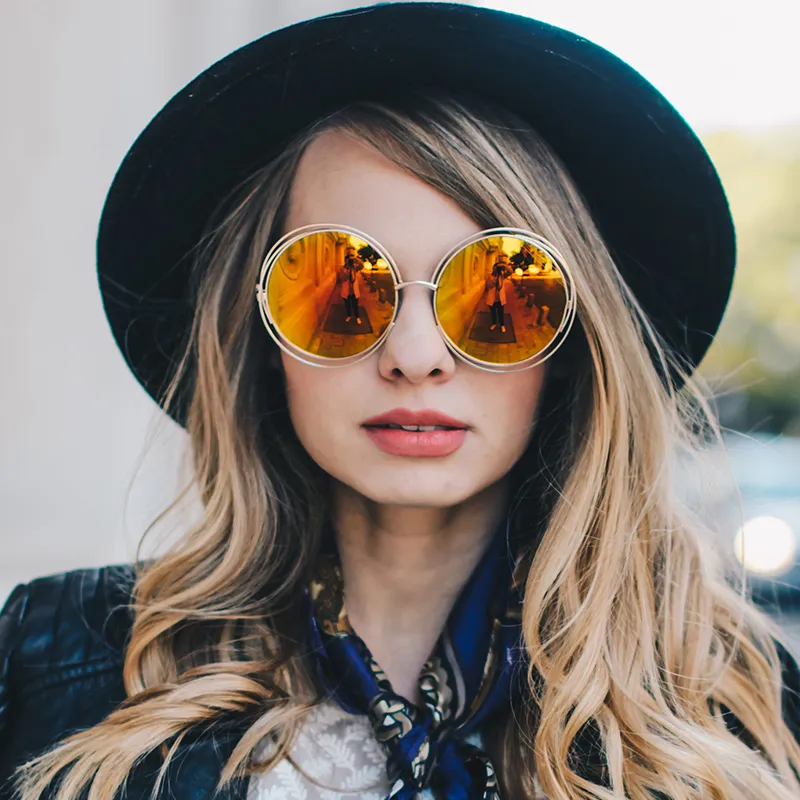 Women's Retro Oversize Color Burned Mirror Lens Sunglasses A172