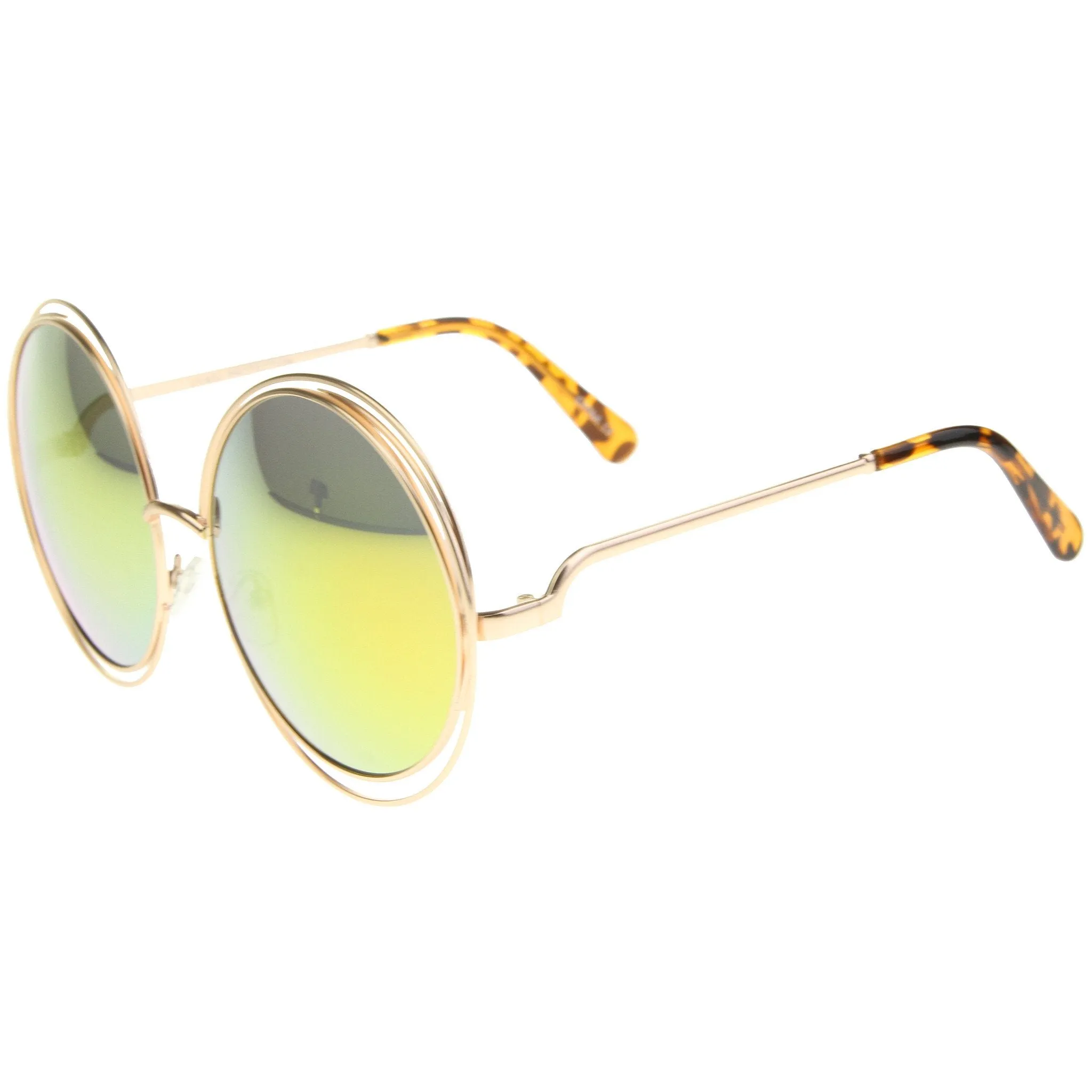 Women's Retro Oversize Color Burned Mirror Lens Sunglasses A172