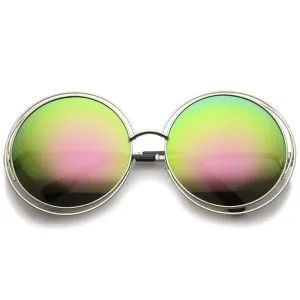 Women's Retro Oversize Color Burned Mirror Lens Sunglasses A172