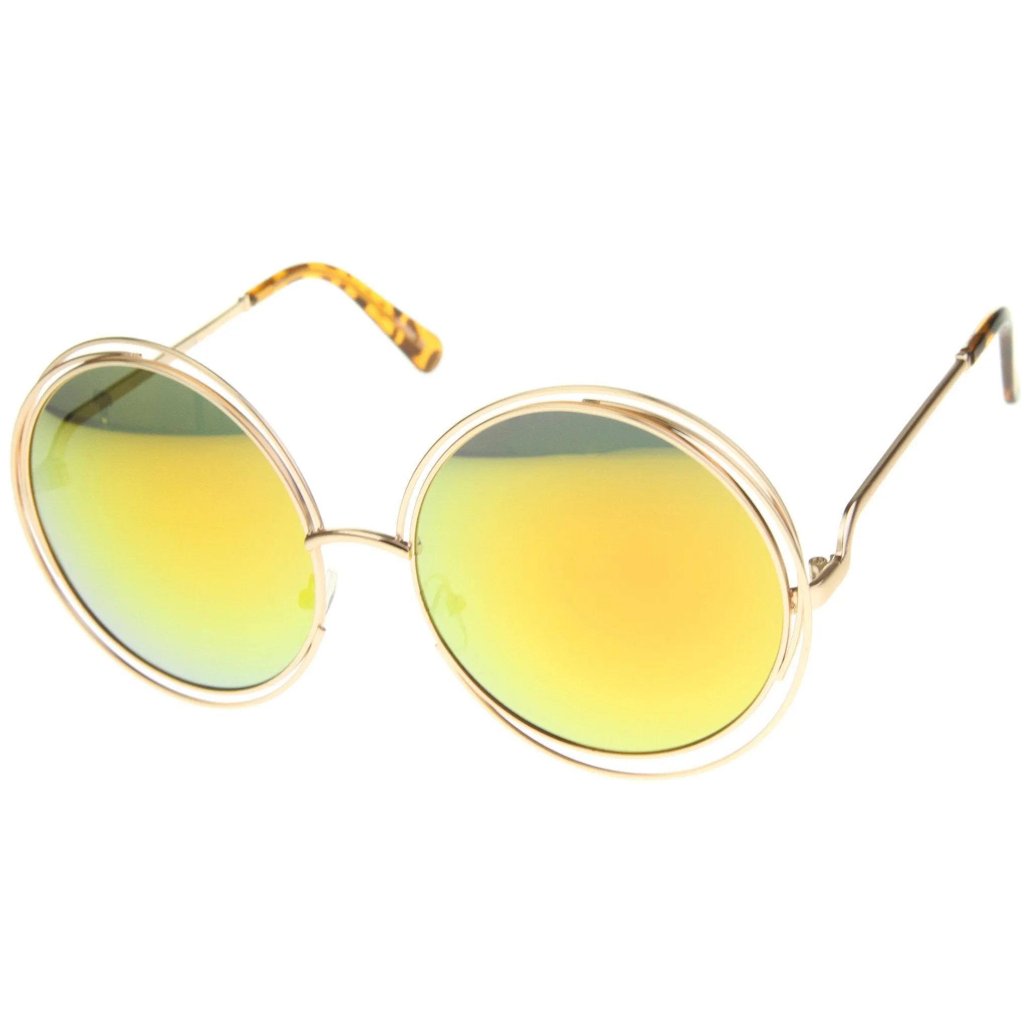 Women's Retro Oversize Color Burned Mirror Lens Sunglasses A172