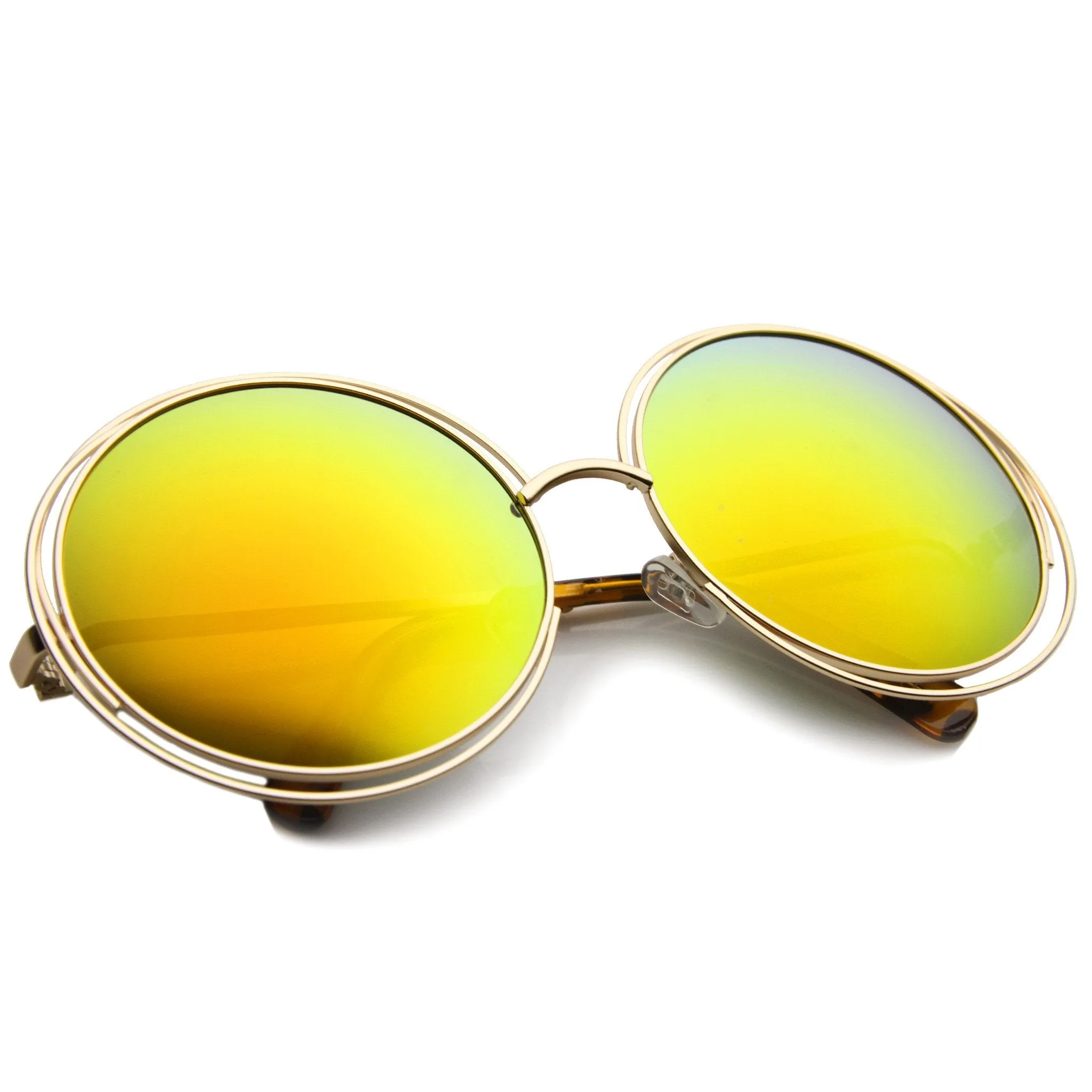 Women's Retro Oversize Color Burned Mirror Lens Sunglasses A172