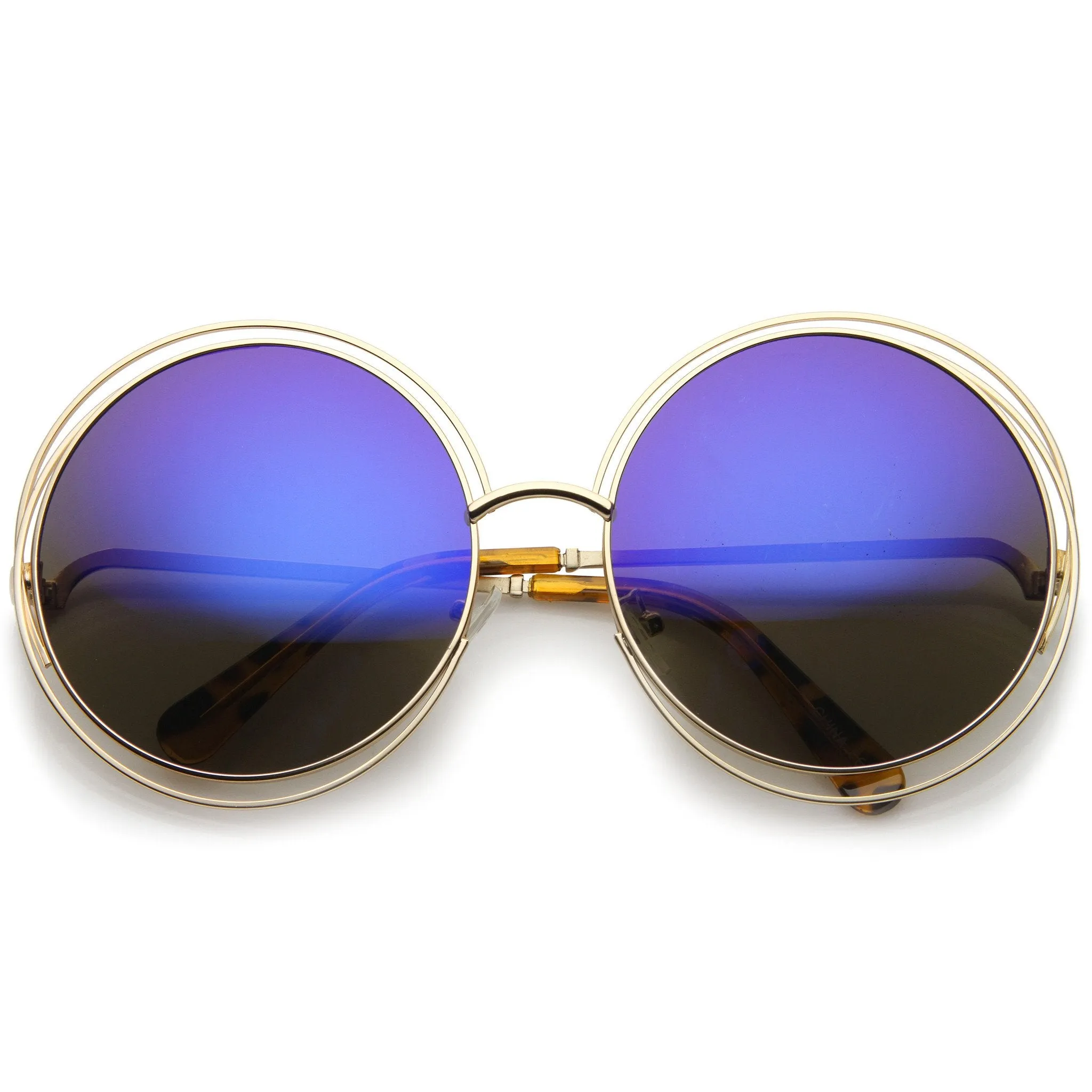 Women's Retro Oversize Color Burned Mirror Lens Sunglasses A172