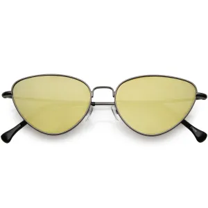 Women's Retro Thin Frame Metal Mirrored Flat Lens Sunglasses C601
