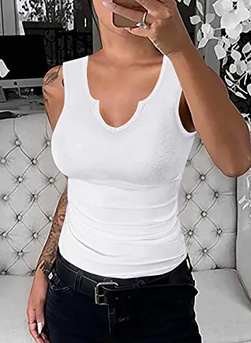 Women's Ribbed Knit Cami, White