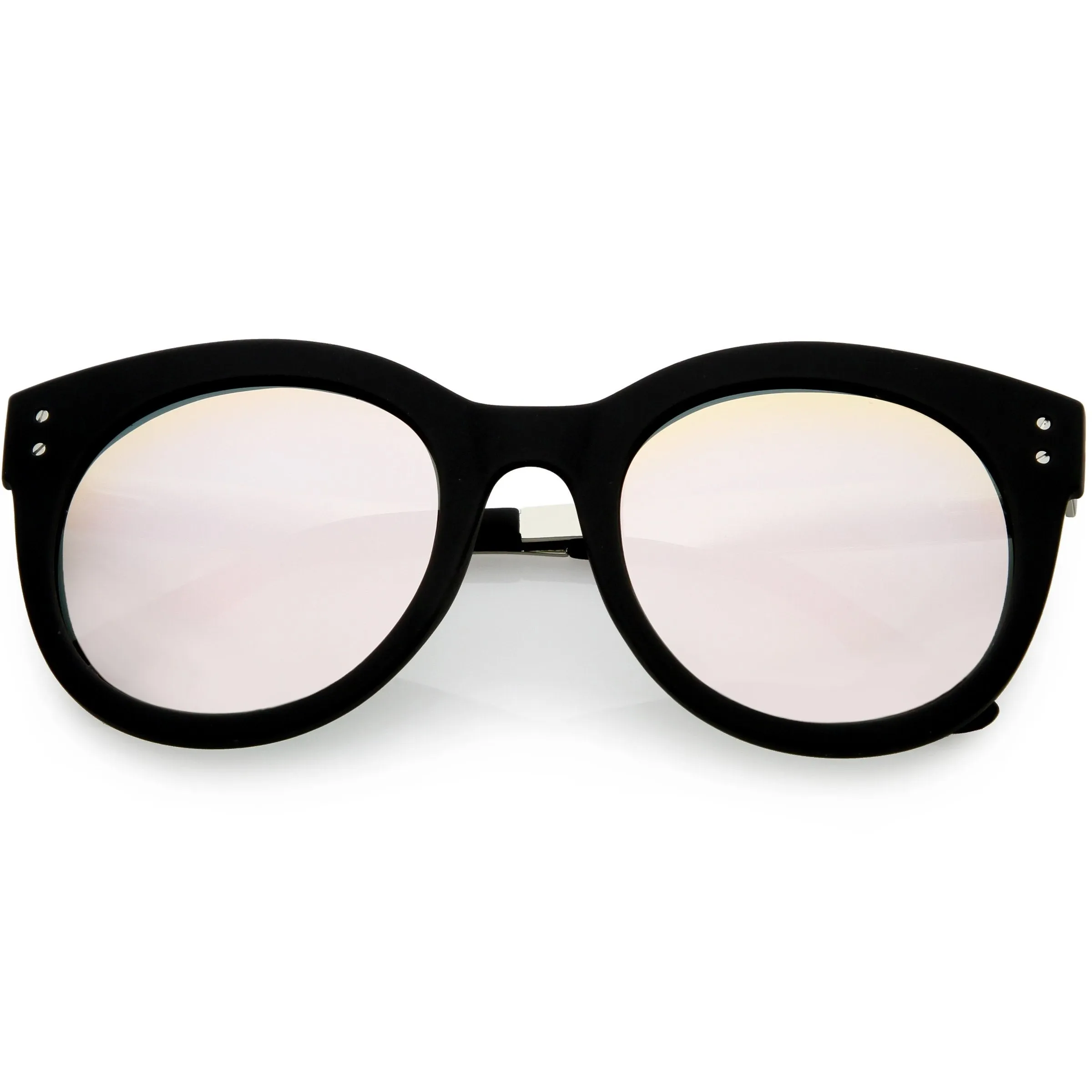 Women's Round Horned Rim Polarized Lens Sunglasses C893