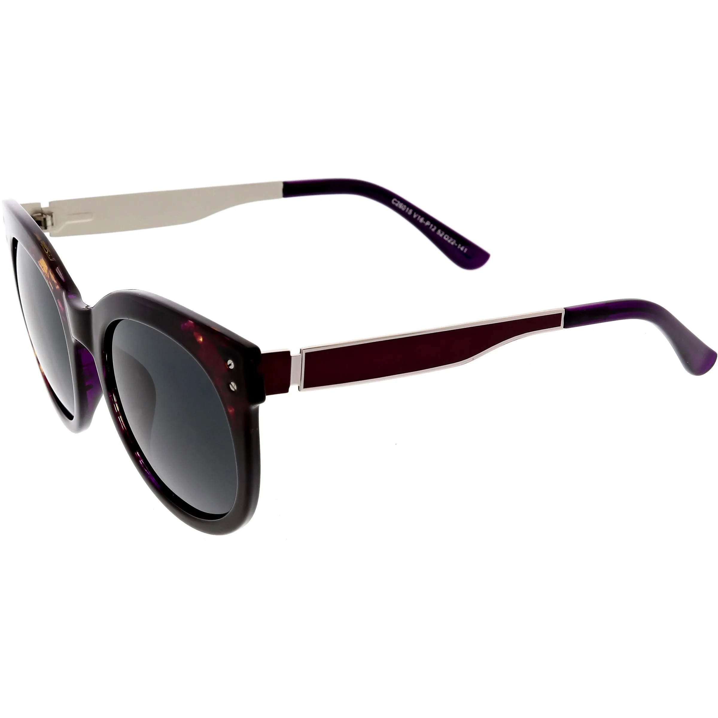 Women's Round Horned Rim Polarized Lens Sunglasses C893