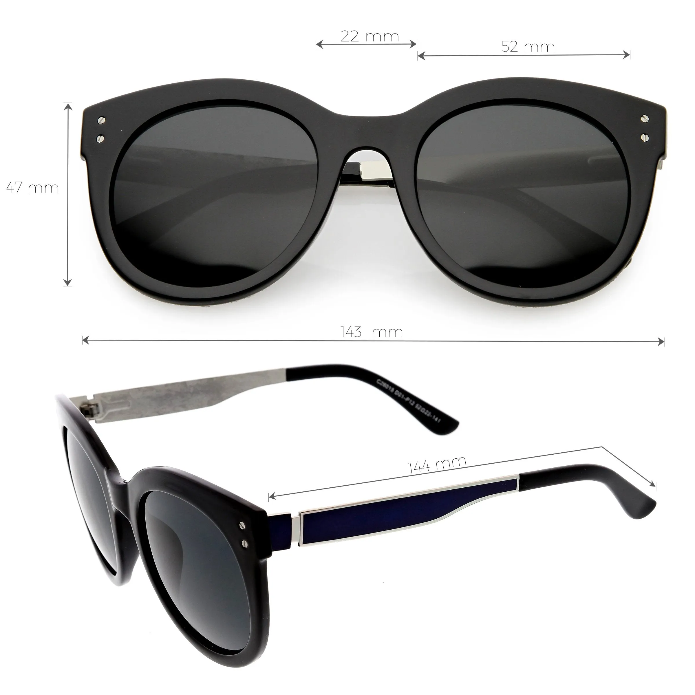Women's Round Horned Rim Polarized Lens Sunglasses C893
