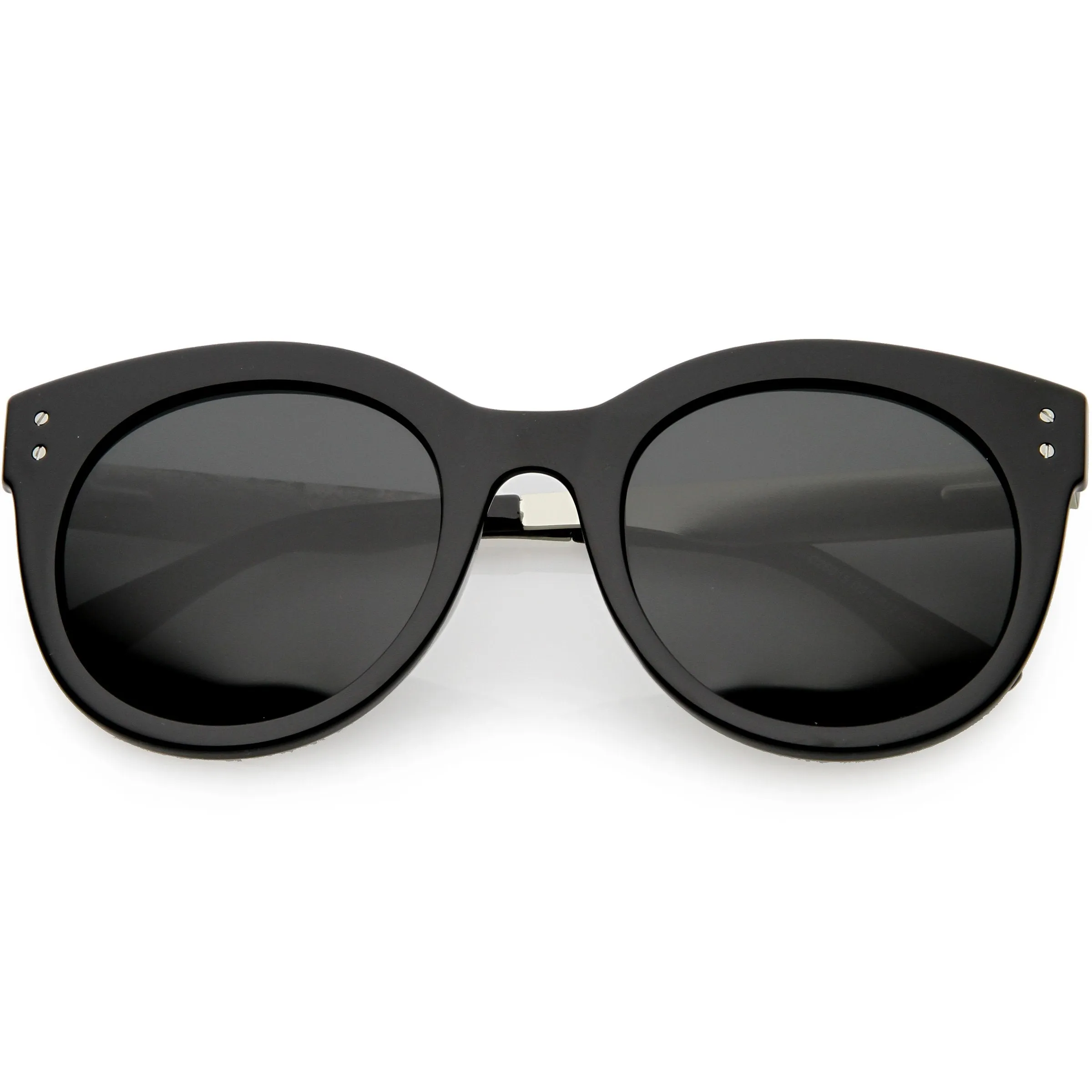 Women's Round Horned Rim Polarized Lens Sunglasses C893