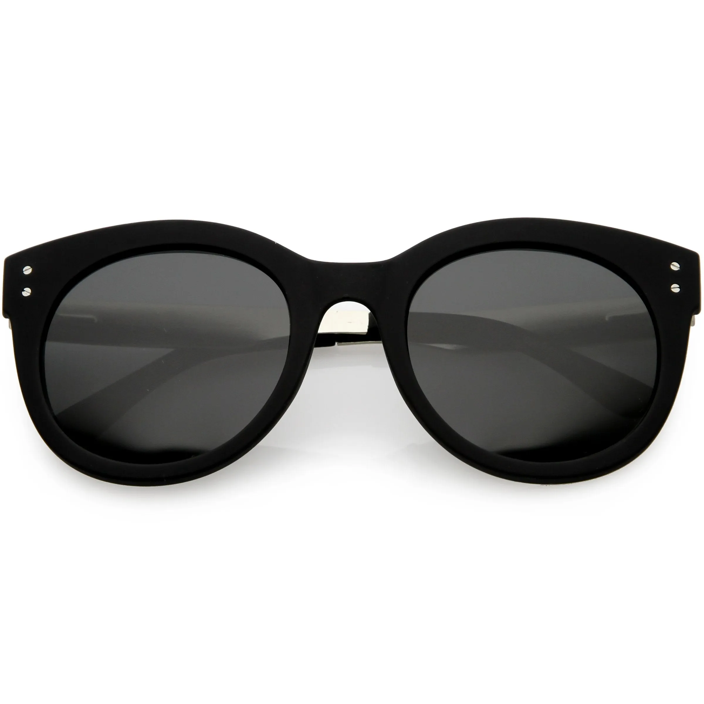 Women's Round Horned Rim Polarized Lens Sunglasses C893