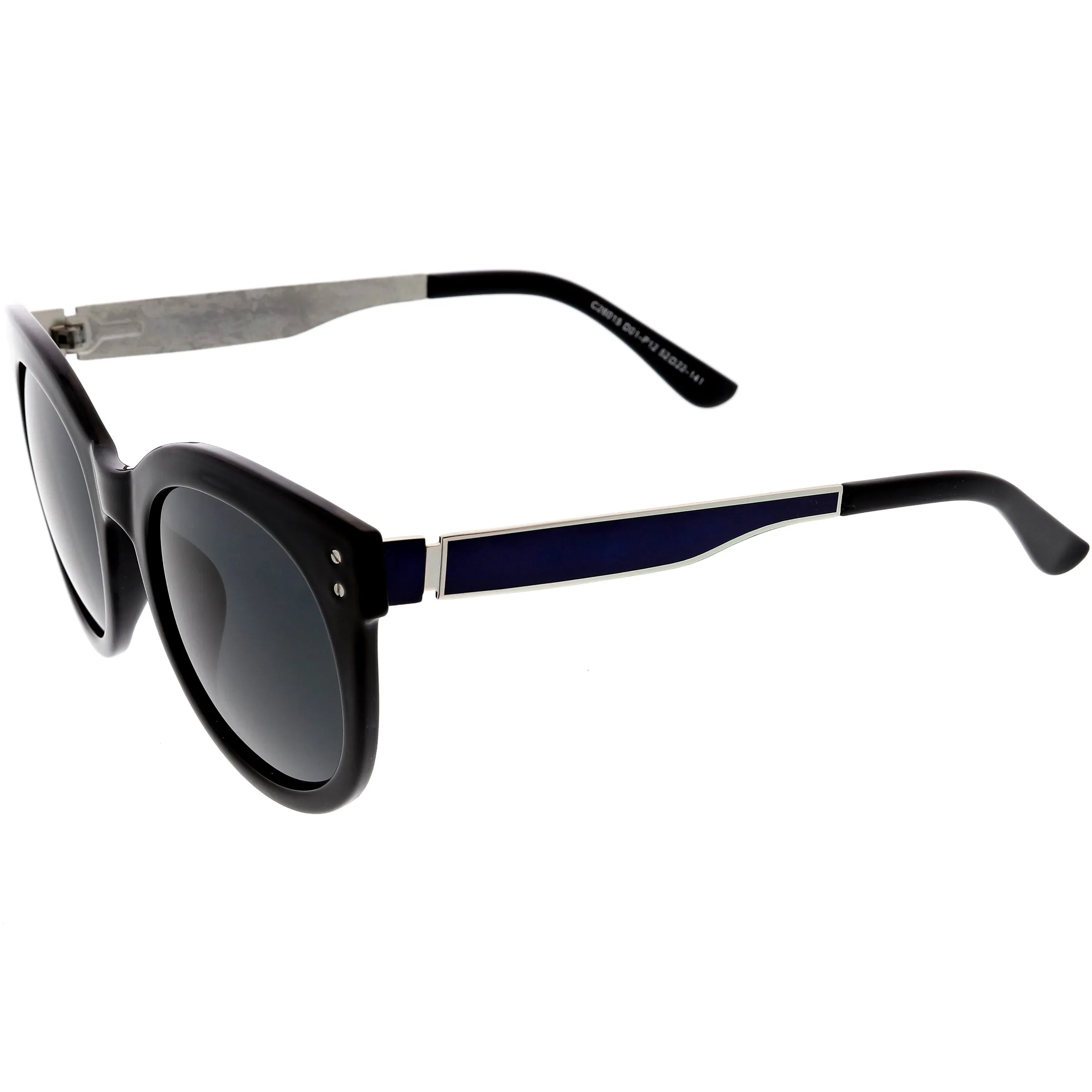 Women's Round Horned Rim Polarized Lens Sunglasses C893