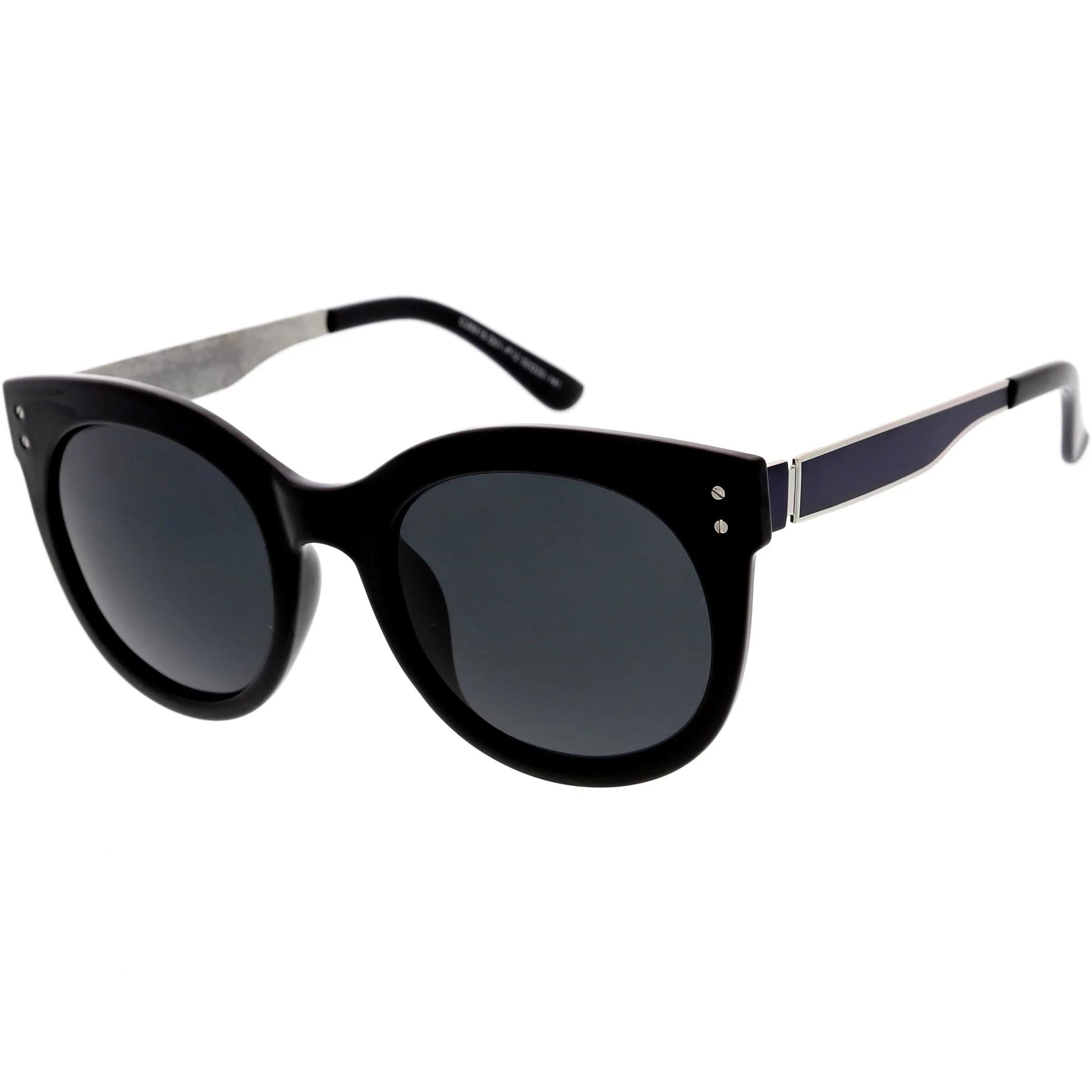 Women's Round Horned Rim Polarized Lens Sunglasses C893