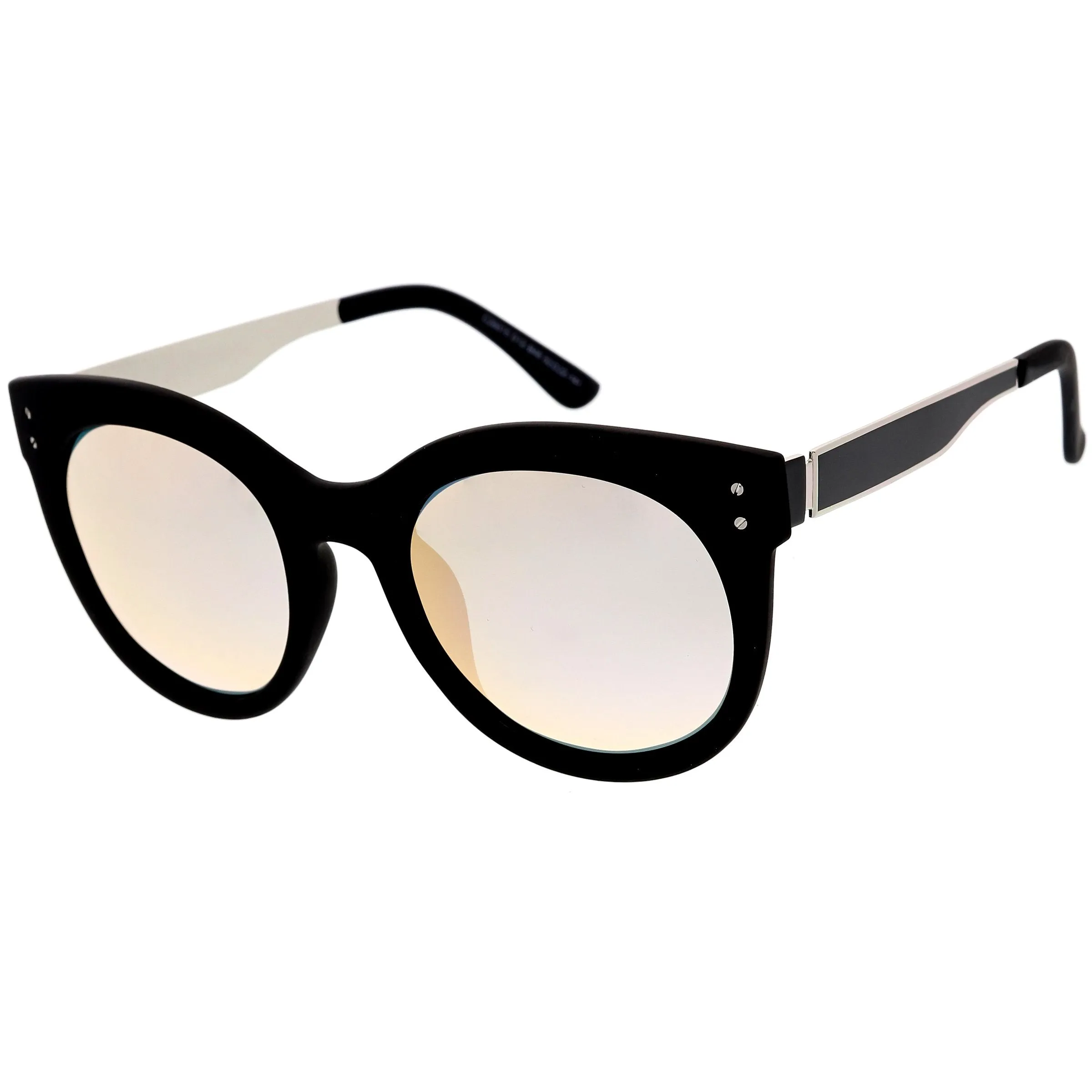 Women's Round Horned Rim Polarized Lens Sunglasses C893