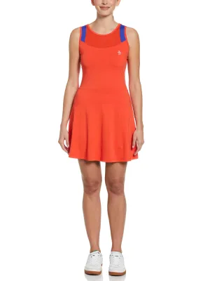Women's Sleeveless Illusion Mesh Tennis Dress