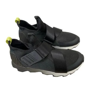 Womens Sorel Pull On Tennis Shoes. Black. Velcr Strap Accross Top of Shoes. Sz 8.5
