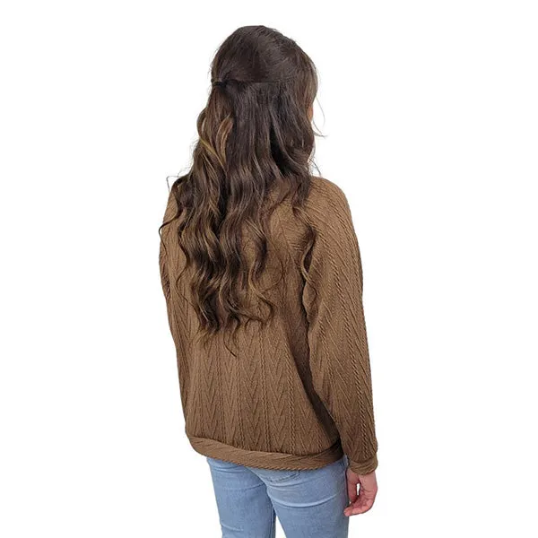WOMEN'S TURTLENECK CABLE KNIT SWEATER MOCHA