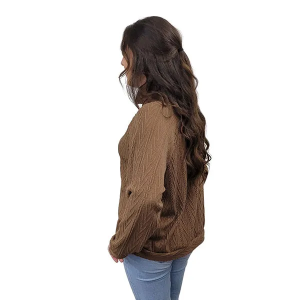 WOMEN'S TURTLENECK CABLE KNIT SWEATER MOCHA