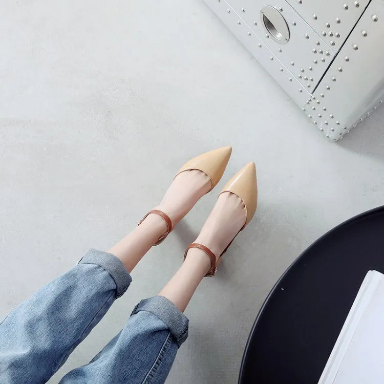 Women's's Shallow Pointed Toe Ankle Strap Medium Block Heel Sandals