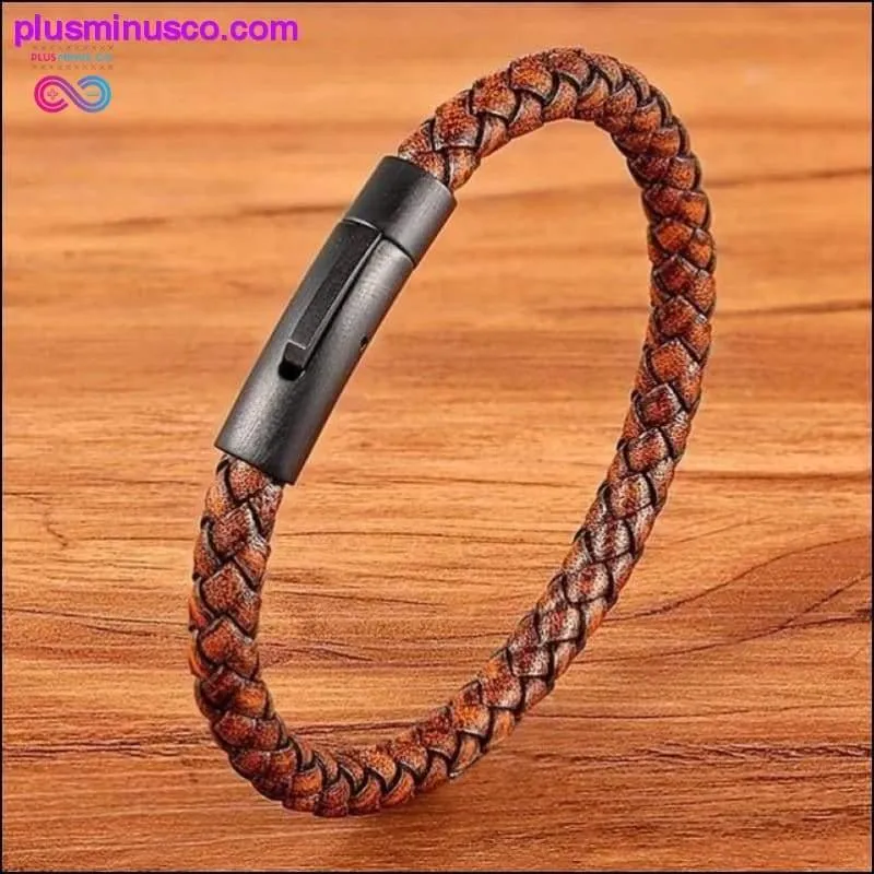 XQNI New Classic Style Men Leather Bracelet Simple Black