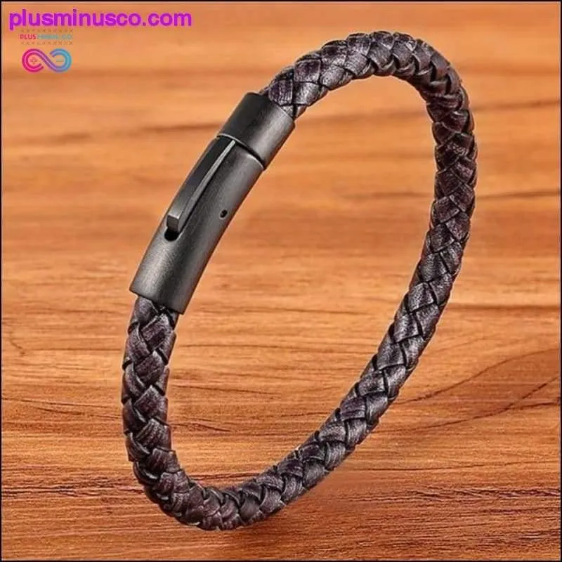 XQNI New Classic Style Men Leather Bracelet Simple Black