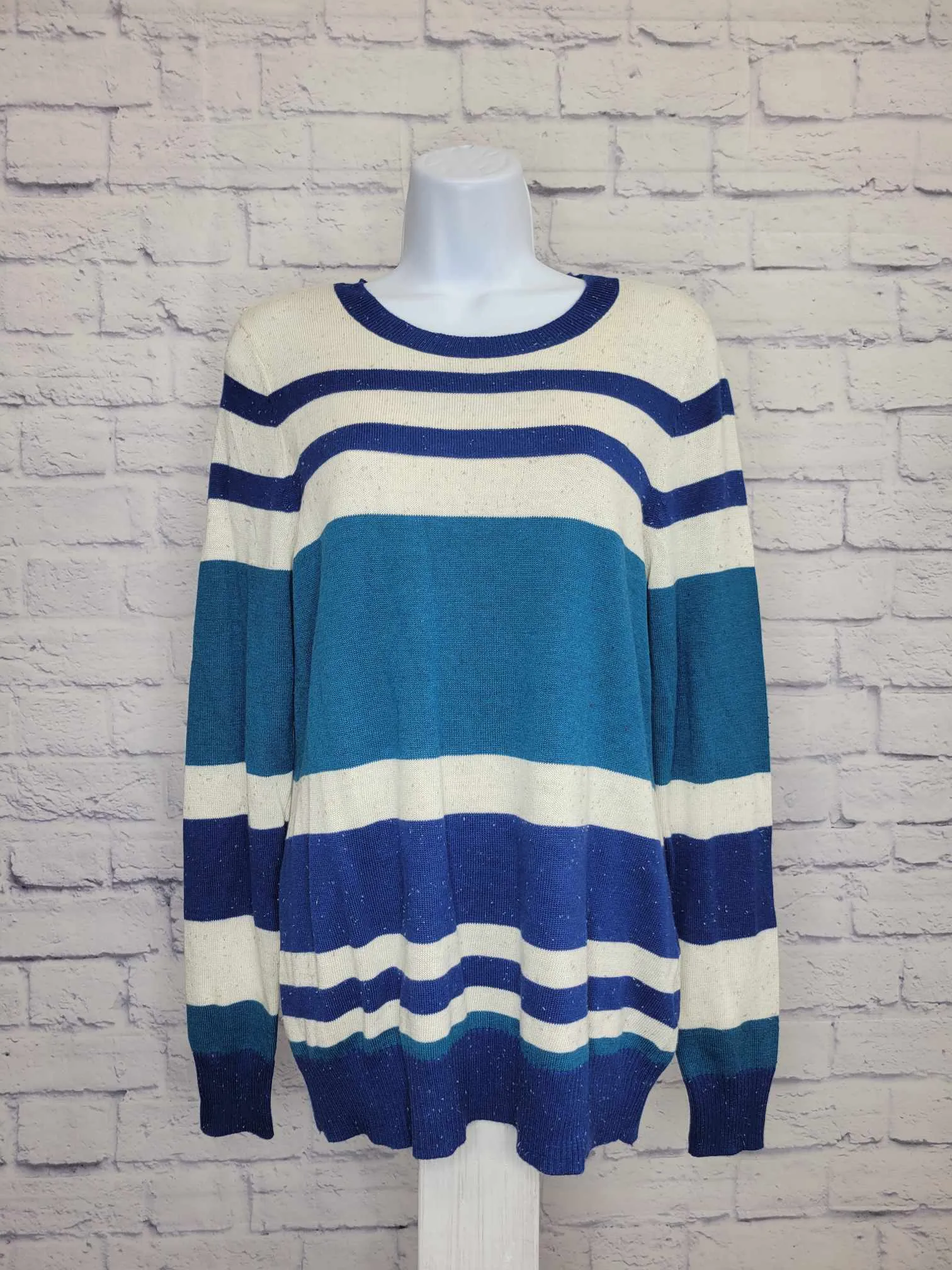 XSMALL BRIGHT NAVY A452604 J Jason Wu Multi Striped Sweater
