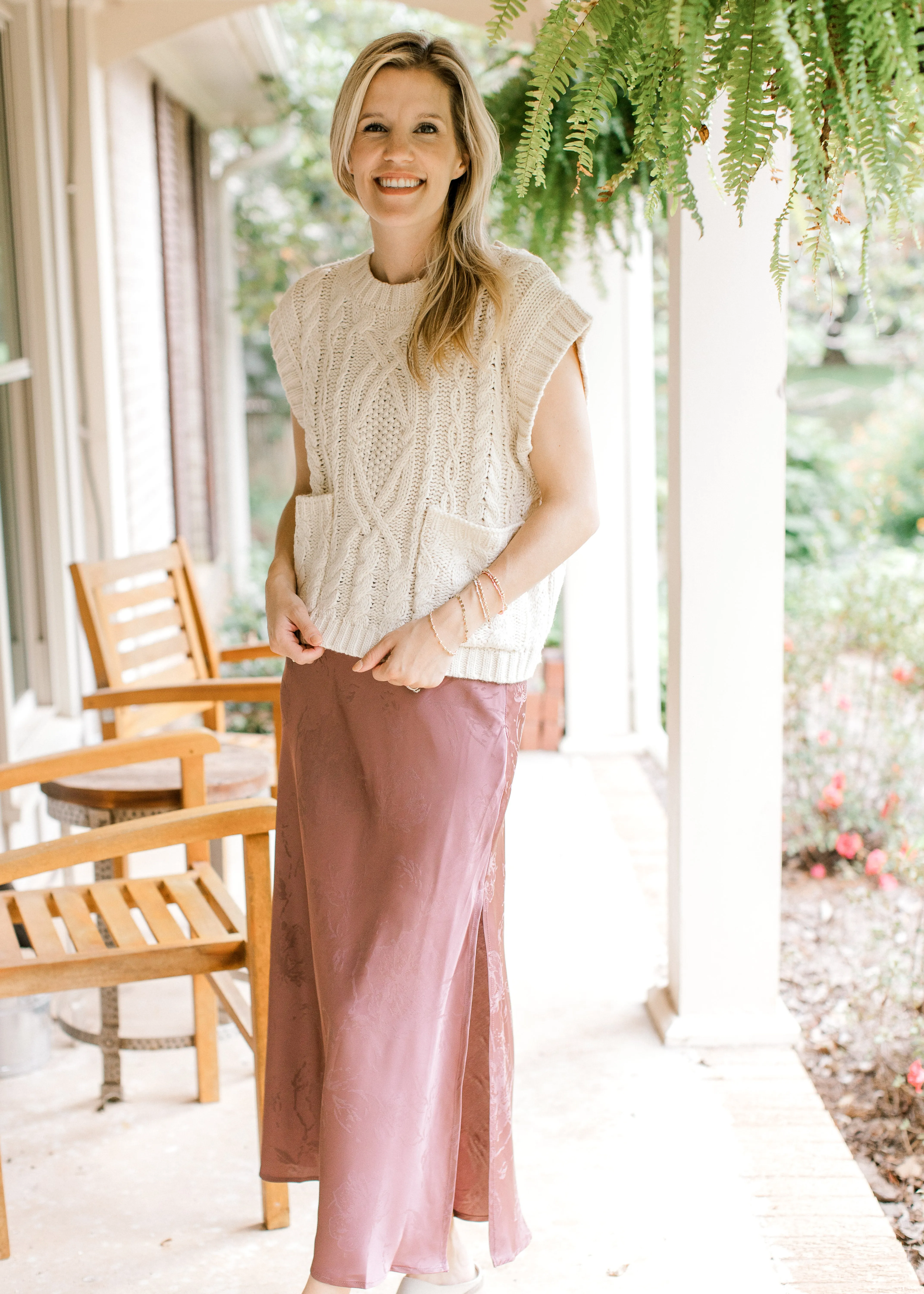 XZ Creamy Cable Short Sleeve Sweater