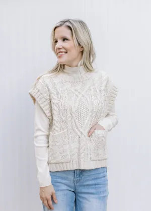 XZ Creamy Cable Short Sleeve Sweater