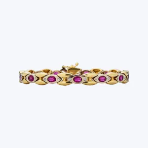 Yellow and White Gold Ruby Bracelet