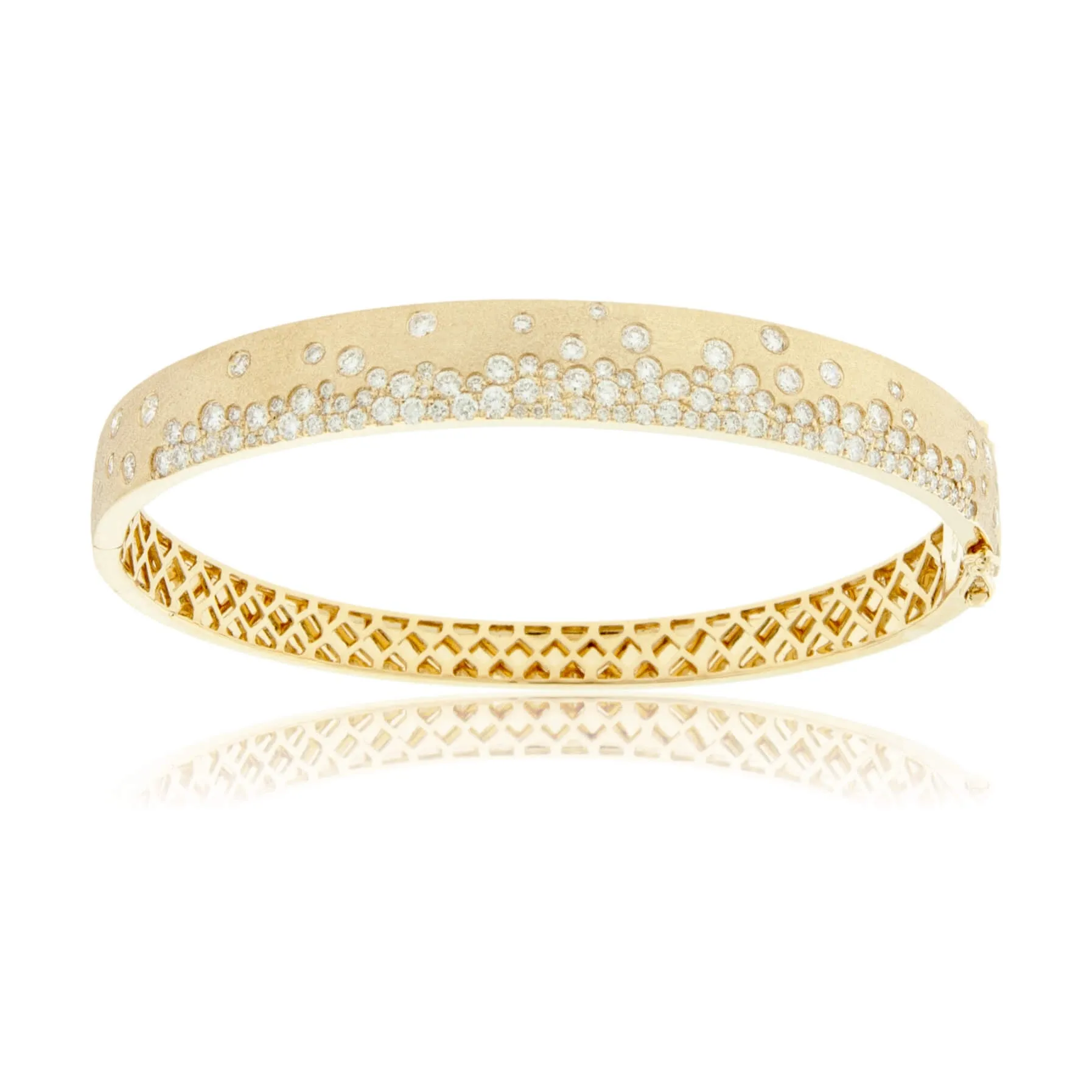 Yellow Gold Satin Finish Flush Set Diamond Bracelet