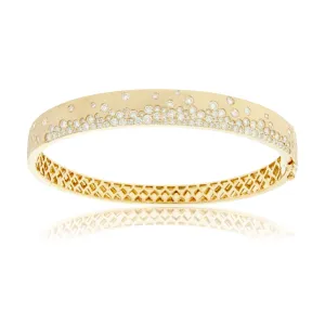 Yellow Gold Satin Finish Flush Set Diamond Bracelet