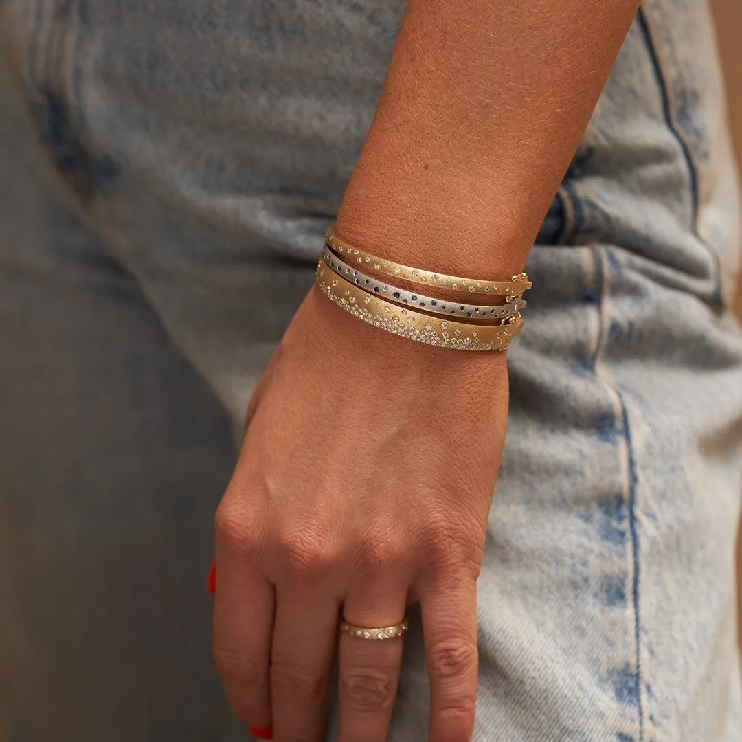 Yellow Gold Satin Finish Flush Set Diamond Bracelet