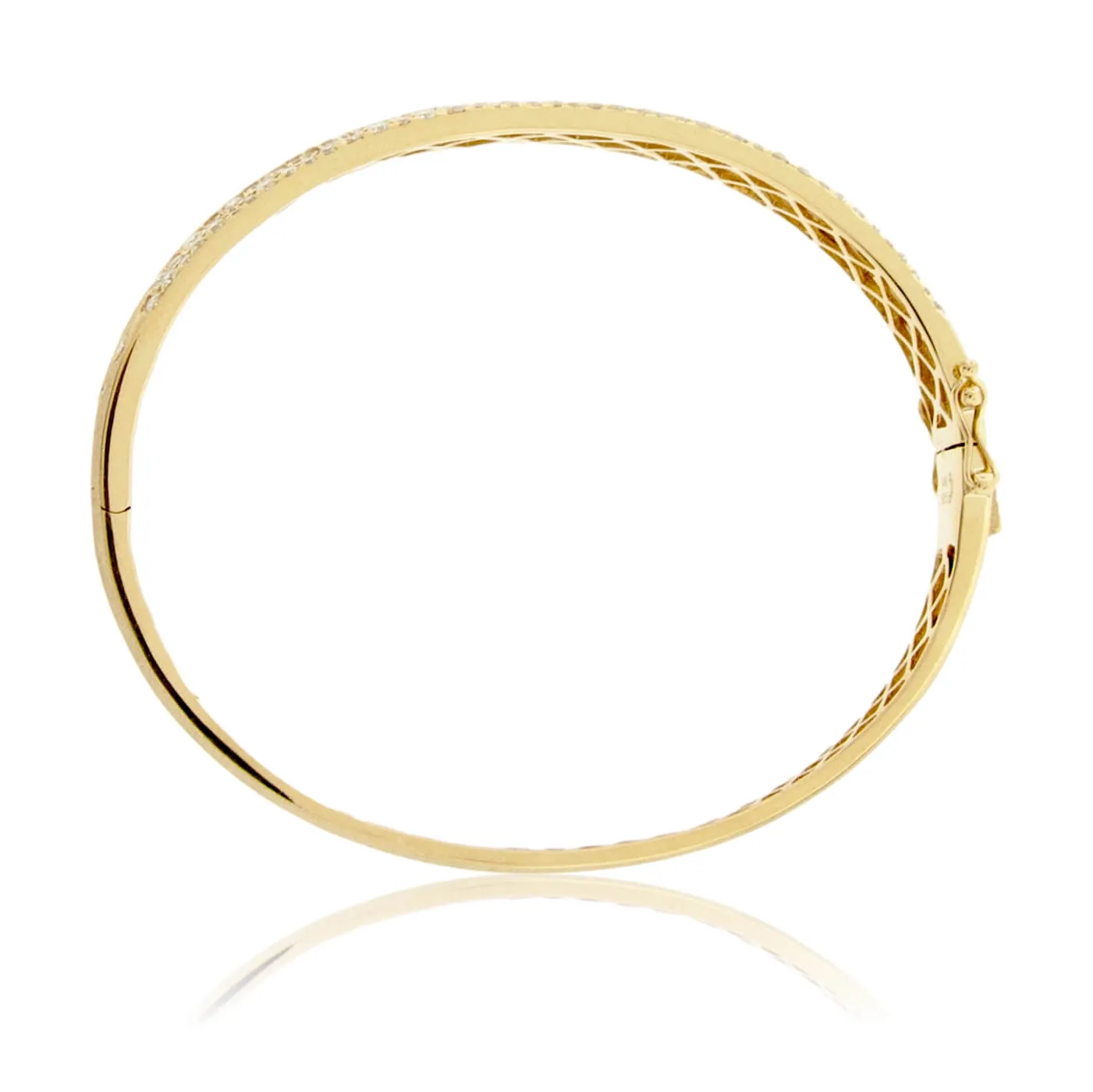 Yellow Gold Satin Finish Flush Set Diamond Bracelet