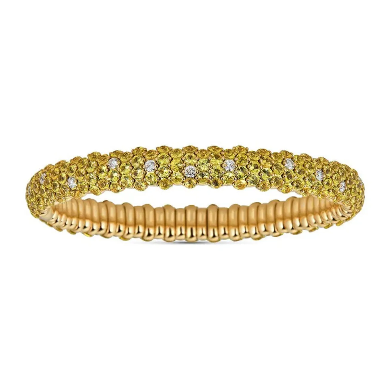 Yellow Sapphire 18K Yellow Gold Domed Stretch Bracelet