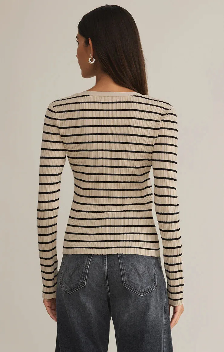 Z SUPPLY- WOMEN'S JORDANA STRIPED RIB SWEATER